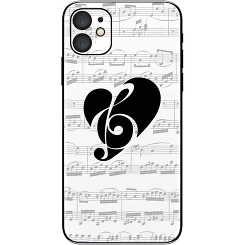 BW Musical Notes iPhone 11 Skin